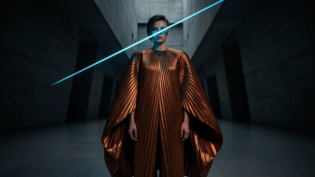 An editorial fashion image created from a written description.